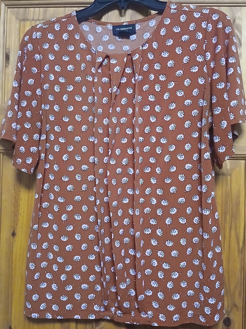 Liz Claiborne Rust Orange Floral Print Blouse